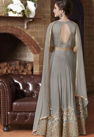 Dusty Net Indian Wedding Wear Anarkali Suit 4505