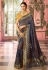 Navy blue and yellow Indian wedding Silk Saree