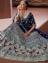 Navy blue apple silk Indian wedding lehenga