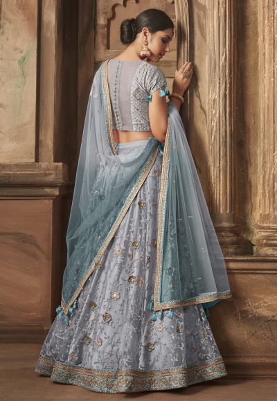 Gray Net A Line Lehenga Choli 10003b 6202