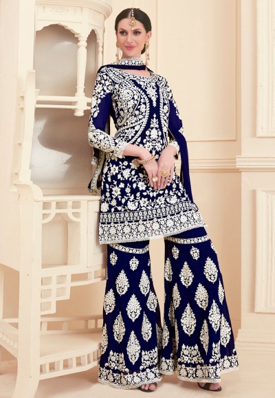 navy blue georgette pakistani style suit 28002