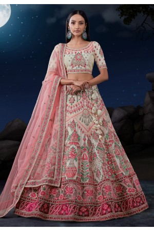 Off white soft net circular lehenga choli 90007