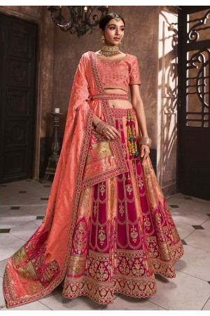 Peach banarasi silk circular lehenga choli 10294