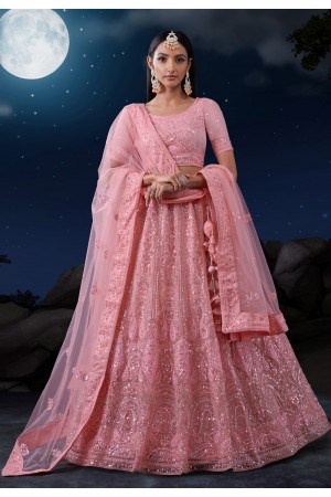 Pink soft net lehenga choli 90006