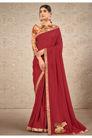 Light purple silk satin plain saree with designer blouse 42017