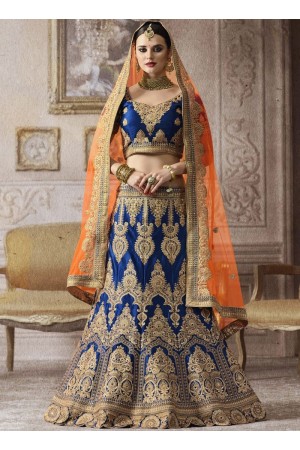 Aqua Blue Silk Handmade Bridal Lehenga For Royal Wedding – FOURMATCHING