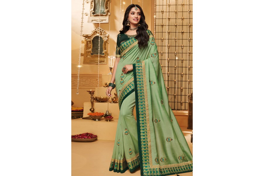 Green Silk Festival Wear Saree 2309 