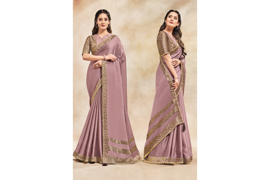 Purple mul cotton plain saree – YoshnasByEla