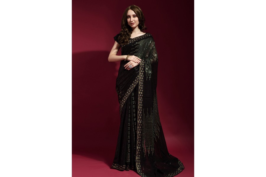 GLIT MOCK SEQUIN SAREE - Byloom