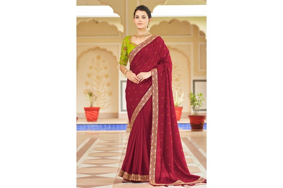 Maroon Saree And Black Blouse Combination – Kaleendi