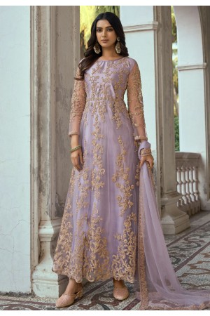 Light purple net embroidered anarkali suit 1003