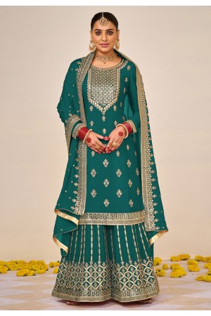 Teal faux georgette pakistani suit 1499B