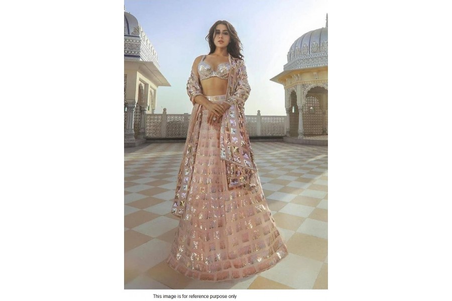 Buy Bollywood Sara Ali khan Inspired light pink sequins lehenga in UK ...