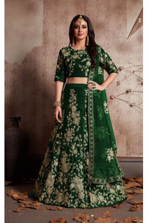 Bridal lehenga in hot sale green colour