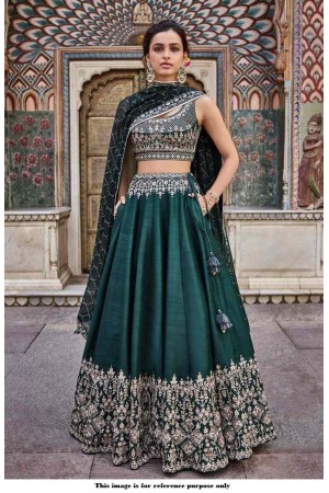 Bollywood Anita Dongre Inspired Emerald green silk lehenga