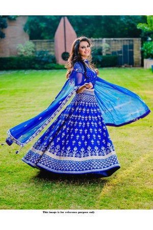 Bollywood model Royal blue silk wedding lehenga choli