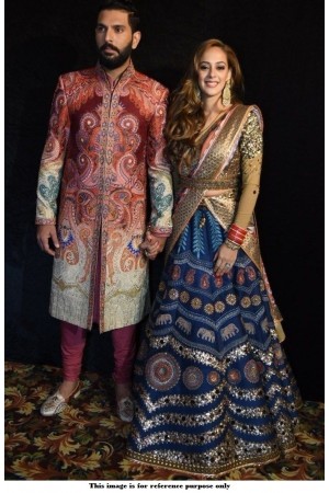 Bollywood model Digital print wedding lehenga