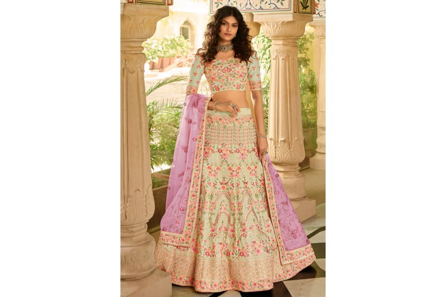 Off white organza party wear lehenga choli 7233