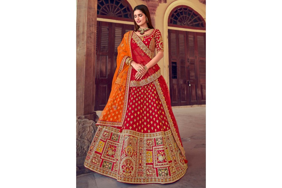 Red Silk Bridal Lehenga Choli