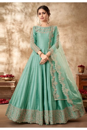 Bottle Green Anarkali Suit With Butti Work Paired With Contrasting Yellow  Dupatta – Viraaya By Ushnakmals