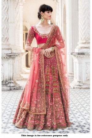 Bollywood Inspired Pink color malai satin silk lehenga