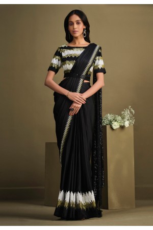 NEW BLACK SEQUINS SAREE FOR WOMEN -LIWS001B – www.soosi.co.in