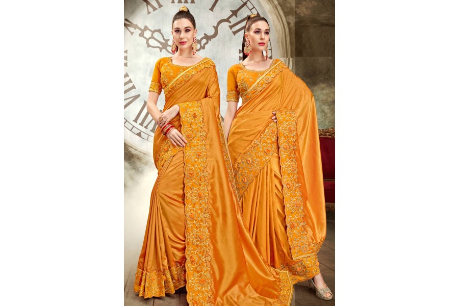 Mustard Art Silk Festival Wear Saree 64346