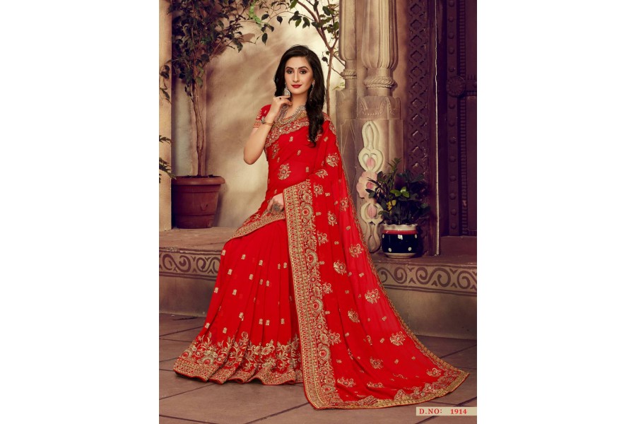 Party Wear Indian Wedding Saree 1914