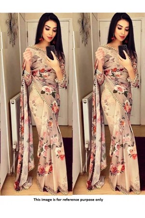 Bollywood Model Georgette Dusty brown floral saree