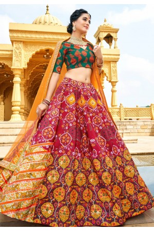 Multi Colour Lucknowi Work Lehenga Choli With Net Dupatta