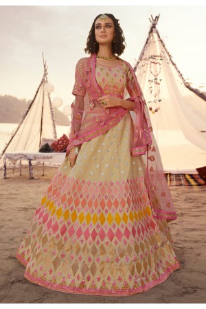 Off white silk ghagra choli 5008