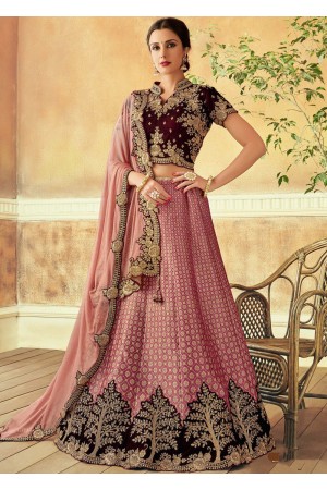 Pink and maroon bridal lehenga best sale