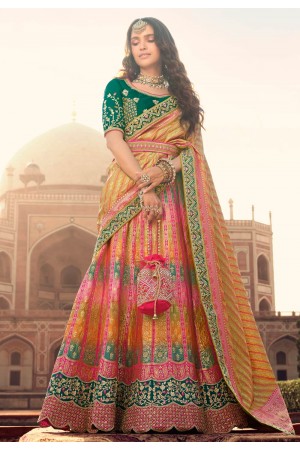 Banarasi silk a line lehenga choli in Yellow colour 10201