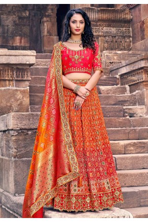 Buy Designer Cream Embroidered Banarasi Silk Half Lehenga Saree