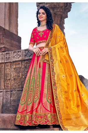 Banarasi silk circular lehenga choli in Pink colour 1703