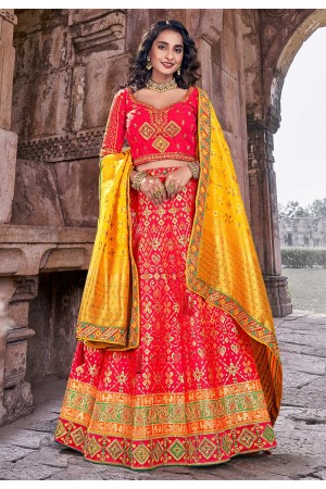 Banarasi silk circular lehenga choli in Pink colour 1705