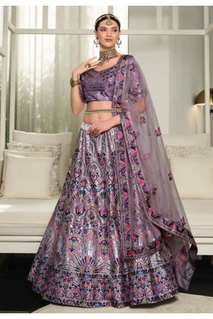 Silk a line lehenga choli in Light purple colour 2147