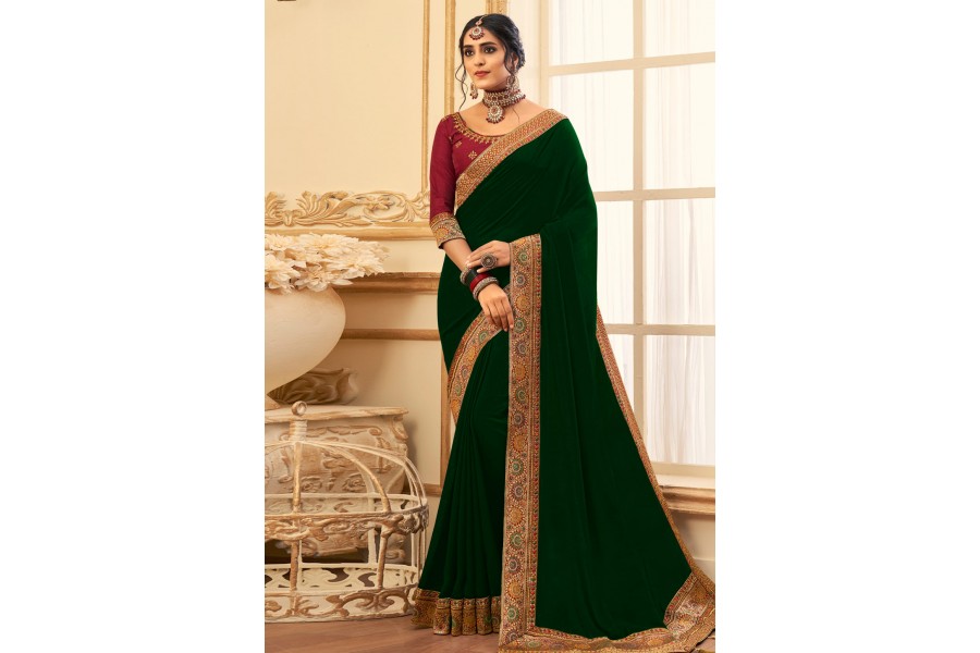 Green Silk Festival Wear Saree 2808 