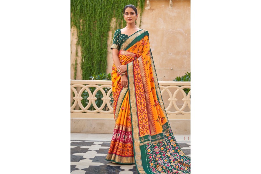 Orange Silk Festival Wear Saree 114f 3048