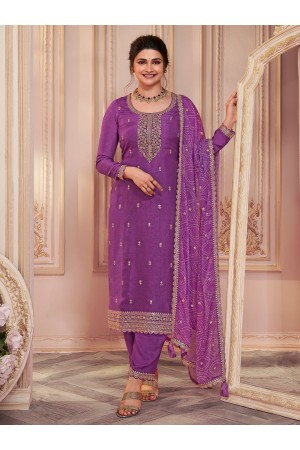 Prachi Deasi silk pakistani suit in Purple colour 68732