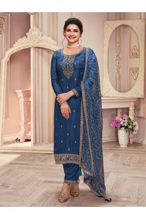 Prachi Deasi silk pakistani suit in Blue colour 68731