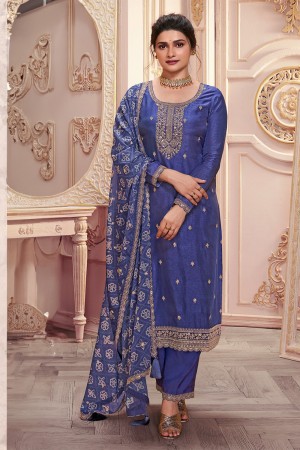 Prachi Deasi silk pakistani suit in Royal Blue colour 68735