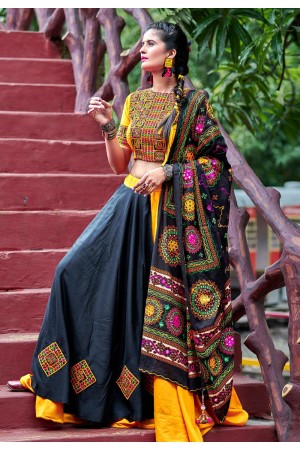 Dark gray cotton navratri chaniya choli 1075