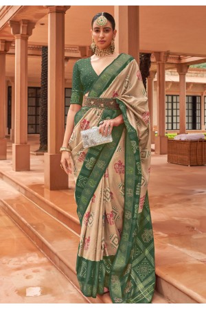 Patola silk Saree with blouse in Beige colour 619