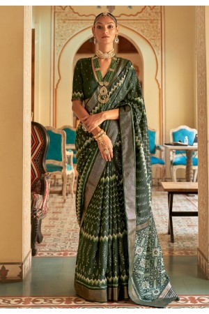 Silk Saree with blouse in Green colour 526F