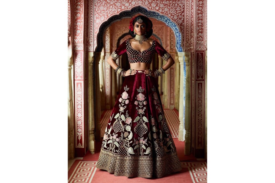 Buy Red Sabyasachi Lehenga Choli for Women Ready to Wear Custom Size  Georgette Semi Stitched Bridal Bridesmaids Wedding Dresses USA UK Canada  Online in India - Etsy
