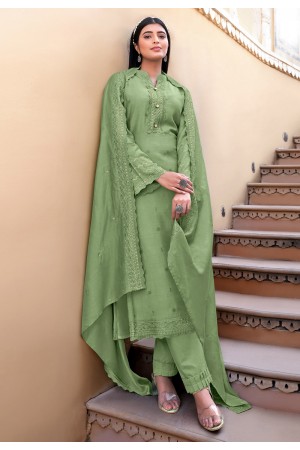 Sea green viscose pant style suit 2175