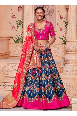 Buy Fabcartz Women Navy Blue, Rani Self Design Jacquard Lehenga Choli  Online at Best Prices in India - JioMart.