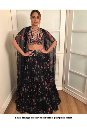 Bollywood Sonakshi Sinha black georgette lehenga