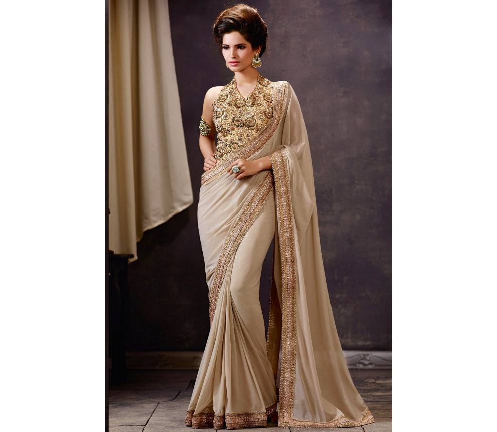 Designer Saris online shopping in USA UK Canada|Buy Cream Net Saree ...